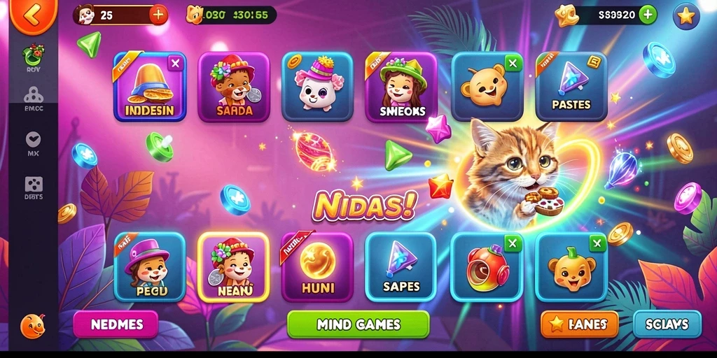 Screenshot menunjukkan antarmuka permainan yang menarik.